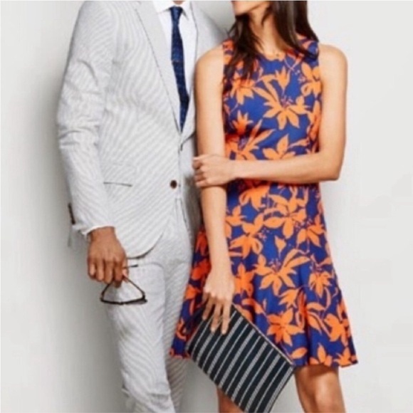 J. CREW Blue and Orange Floral Flare Dress - Picture 9 of 9